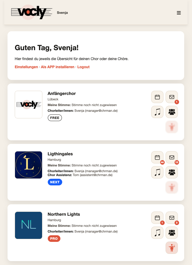 Dashboard Ansicht